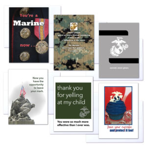 Marine Mixed Pack - 6 military appreciation boot camp graduation greeting cards - including envelopes - by 2MyHero