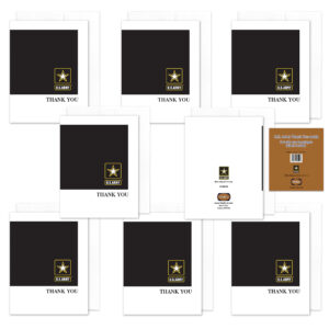 2MyHero US Army Thank You pack of notecards 8 blank note cards and 8 envelopes - Black