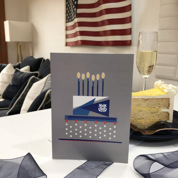 US Coast Guard Congratulations to Coasties military greeting card with envelope - Celebration Cake - by 2MyHero
