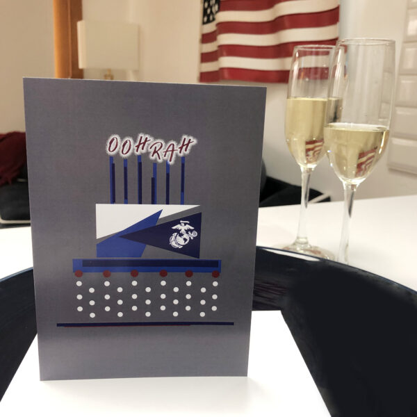 US Marine Corps Congratulations Marine greeting card with envelope - Celebration Cake - by 2MyHero