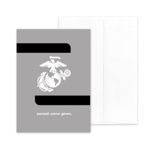 Earned Never Given - USMC boot camp military greeting card and envelope - by 2MyHero
