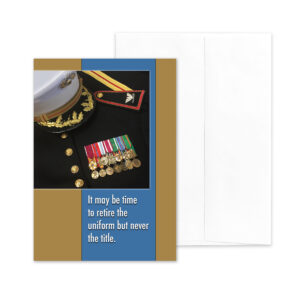 Retire the Uniform - USMC military Officer retirement greeting card and envelope - by 2MyHero
