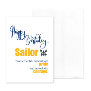 US Navy Happy Birthday greeting card with envelope for Sailors - Pride and Courage - by 2MyHero