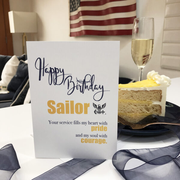US Navy Happy Birthday greeting card with envelope for Sailors - Pride and Courage - by 2MyHero