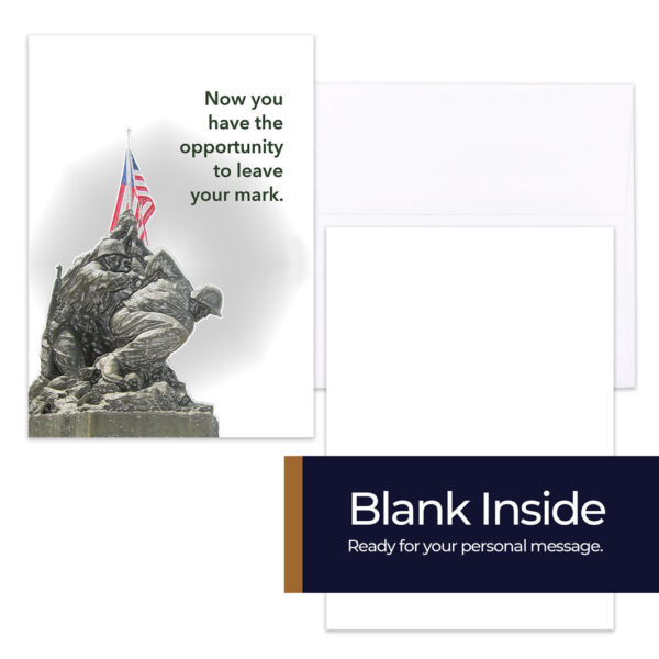 Iwo Jima Mark - USMC boot camp military greeting card and envelope - by 2MyHero