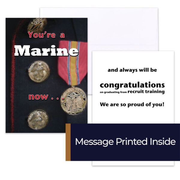 A Marine Now - USMC military enlisted graduation greeting card with envelope - by 2MyHero