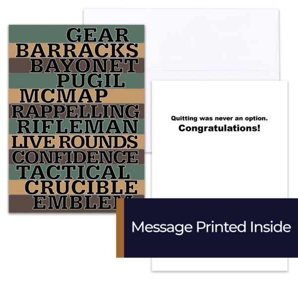 12 Weeks - USMC boot camp military greeting card and envelope - by 2MyHero