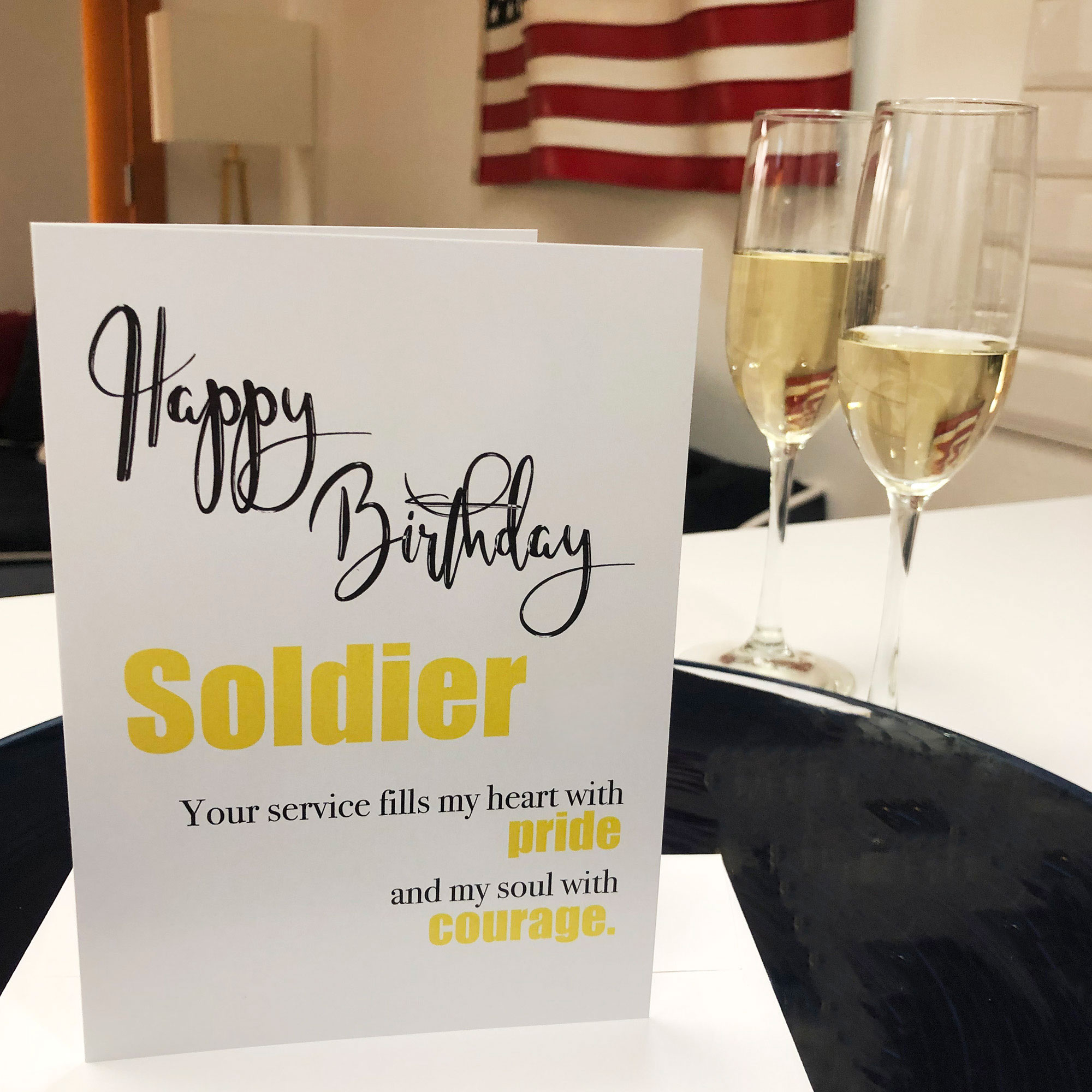 US Army Happy Birthday Soldier greeting card with envelope - Pride and Courage - by 2MyHero