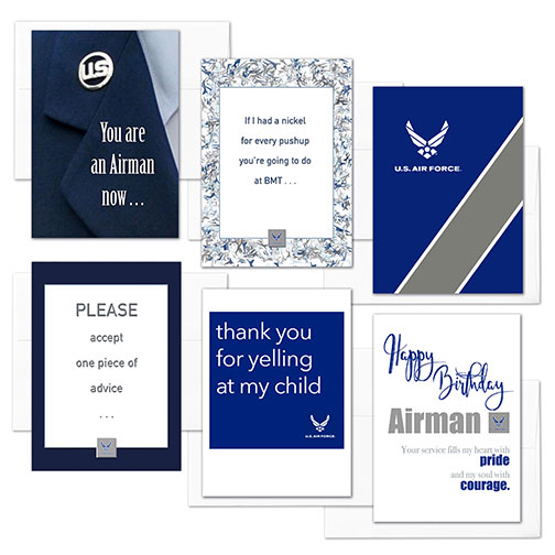 Airman Mixed Pack - USAF enlisted military boot camp graduation greeting cards - by 2MyHero