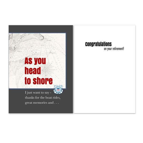 Head to Shore - US Coast Guard Military Retirement Congratulations Greeting Card for Coasties - includes envelope - by 2MyHero