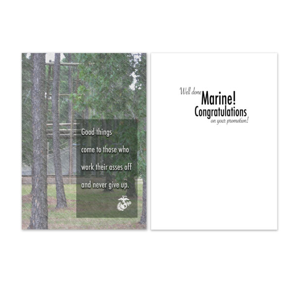 Work Ass Off - US Marine Corps Military Promotion Congratulations Greeting Card for Marines - includes envelope - by 2MyHero