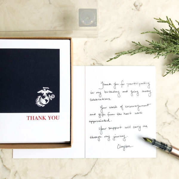 2MyHero USMC Thank You box of notecards 15 blank note cards and 15 envelopes