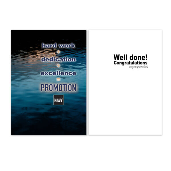 Promotion Equation - US Department of the Navy Military Promotion Congratulations Greeting Card for Sailors - includes envelope - by 2MyHero