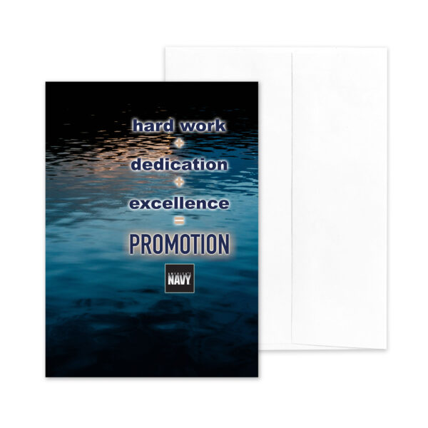 Promotion Equation - US Department of the Navy Military Promotion Congratulations Greeting Card for Sailors - includes envelope - by 2MyHero