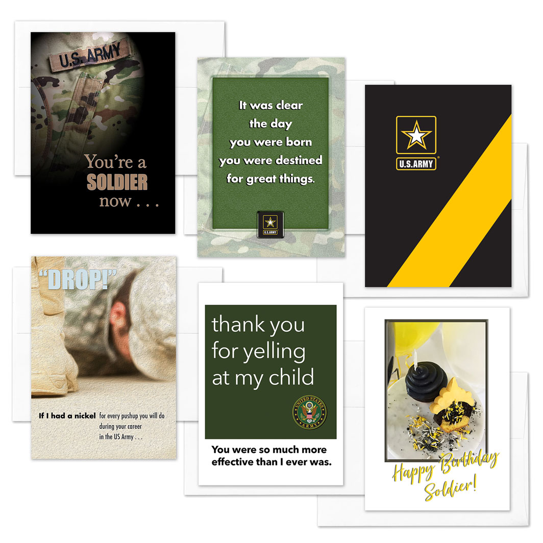 A Soldier Now - Mixed Pack of 6 - US Army Military Graduation, Boot Camp, and Happy Birthday Greeting Cards - by 2MyHero