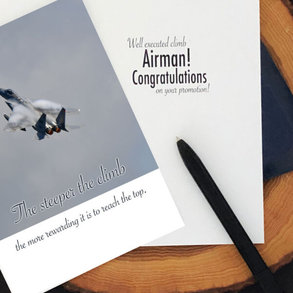 Steeper Climb - US Air Force Military Promotion Congratulations Greeting Card for Marines - includes envelope - by 2MyHero