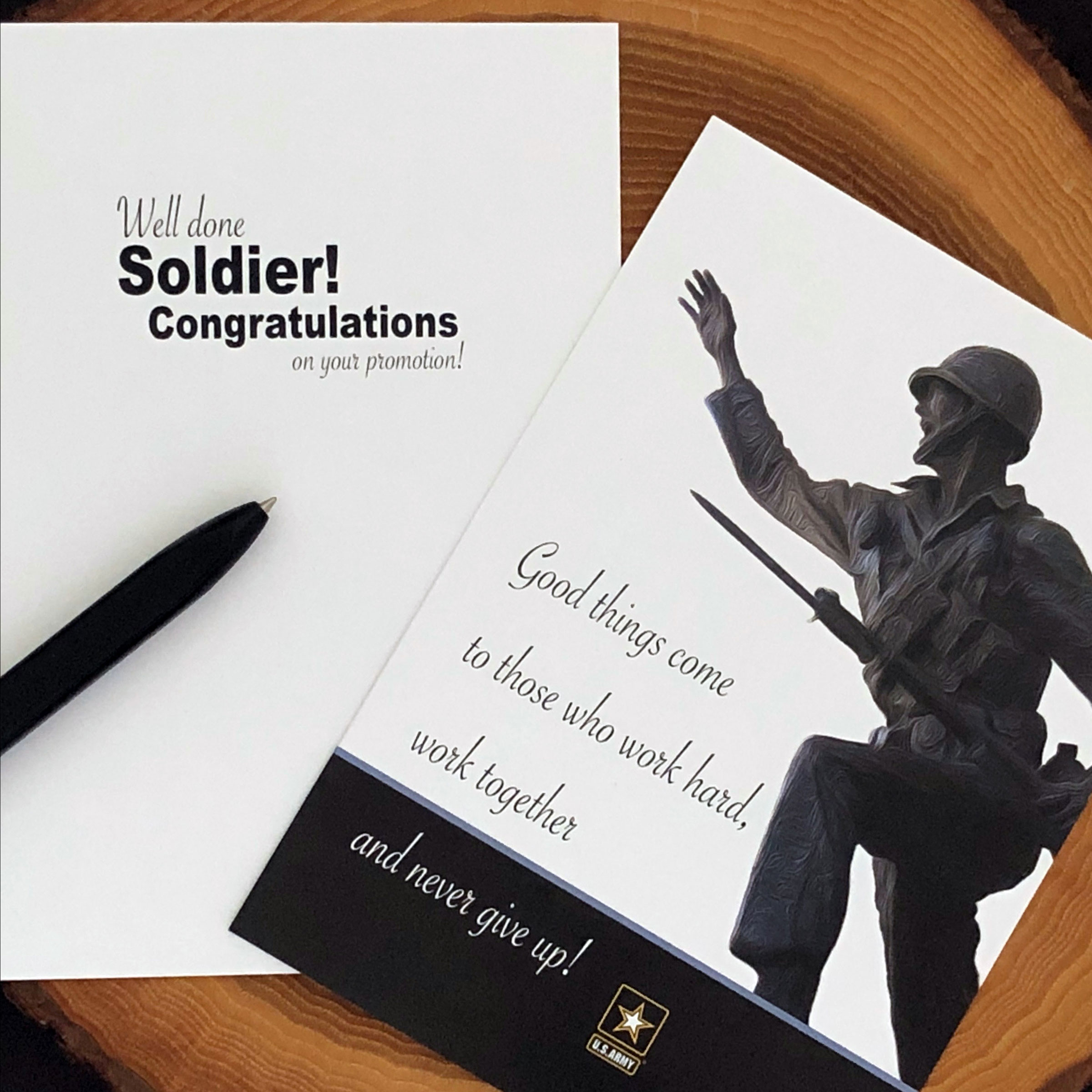 US Army Military Congratulations Greeting Card With Envelope 5 x 7” 2MyHero Work Hard