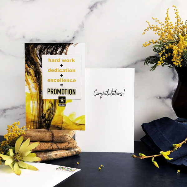 Soldier Promotion Equation - US Army Military Promotion Congratulations Greeting Card for Soldiers - Includes Envelope - by 2MyHero