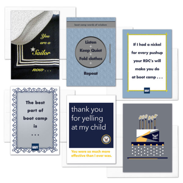 A Sailor Now - Mixed pack of 6 military appreciation boot camp graduation greeting cards - including envelopes - by 2MyHero