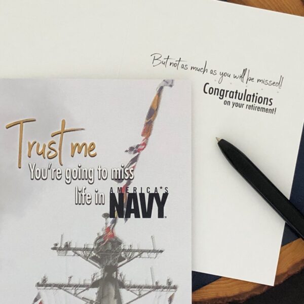 Trust Me - US Department of the Navy Military Retirement Congratulations Greeting Card for Sailors - includes envelope - by 2MyHero