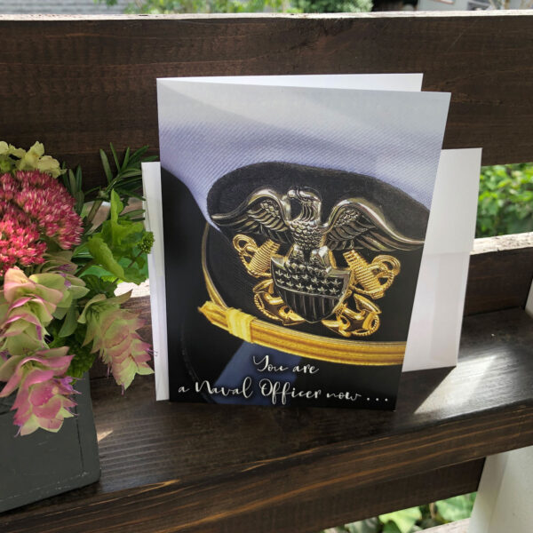 A Naval Officer Now - US Navy military graduation greeting card and envelope - ensign - by 2MyHero