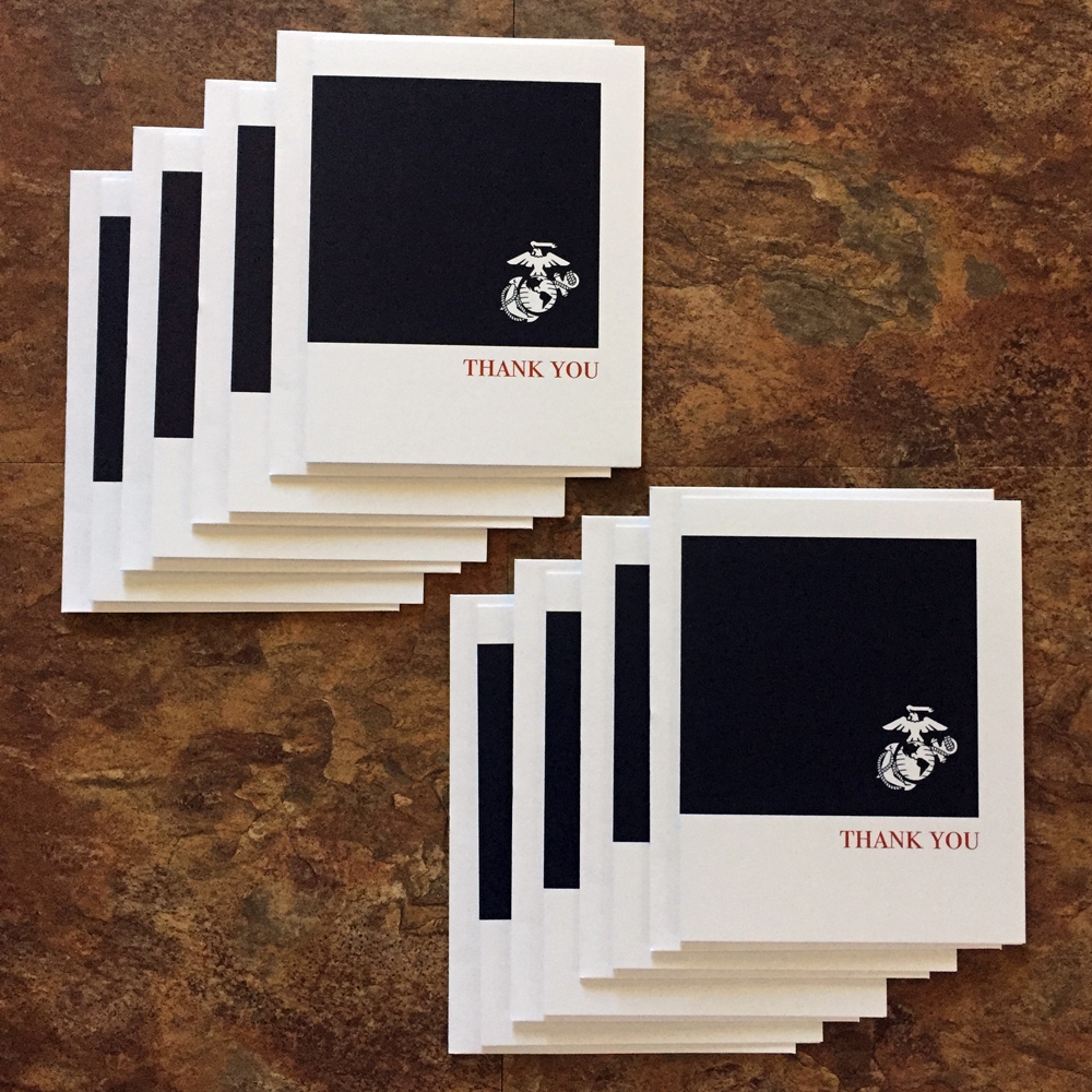 Thank you pack of US Marine Corps notecards - 8 blank notecards and 8 envelopes by 2MyHero link to Amazon