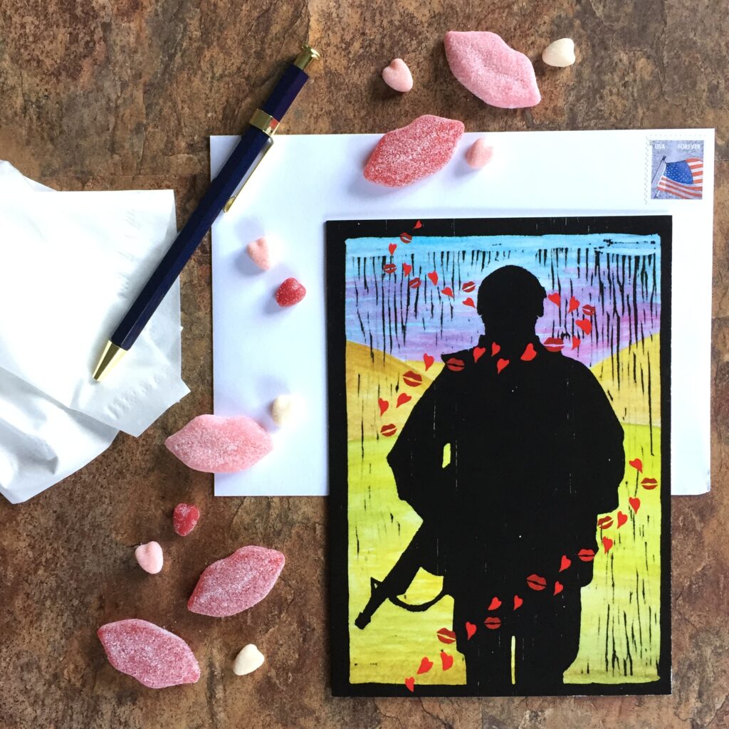 Tracer Kisses - US military Valentine's Day military greeting card - by 2MyHero