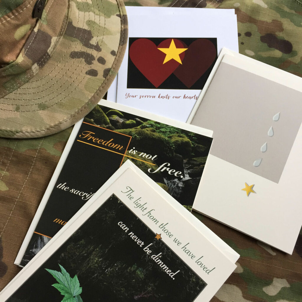 Military Sympathy greeting cards from 2MyHero on sale until January 26 on Amazon and Etsy.