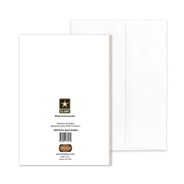 No Matter How Far Apart - US Army MilitaryDeployment Appreciation Greeting Card for Soldiers - includes envelope - by 2MyHero