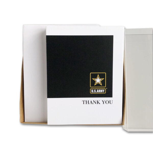 2MyHero US Army Thank You box of 15 notecards (blank inside) and 15 envelopes - Black