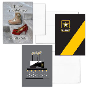 She Three - Mixed pack of 3 US Army female soldier military appreciation greeting cards - including envelopes - by 2MyHero