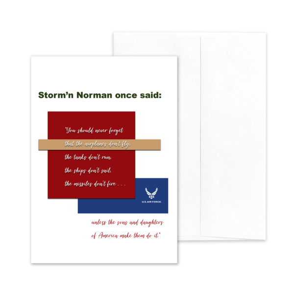 Veteran's Day military greeting card for US Air Force veterans with Storm'n Norman Quote - by 2MyHero