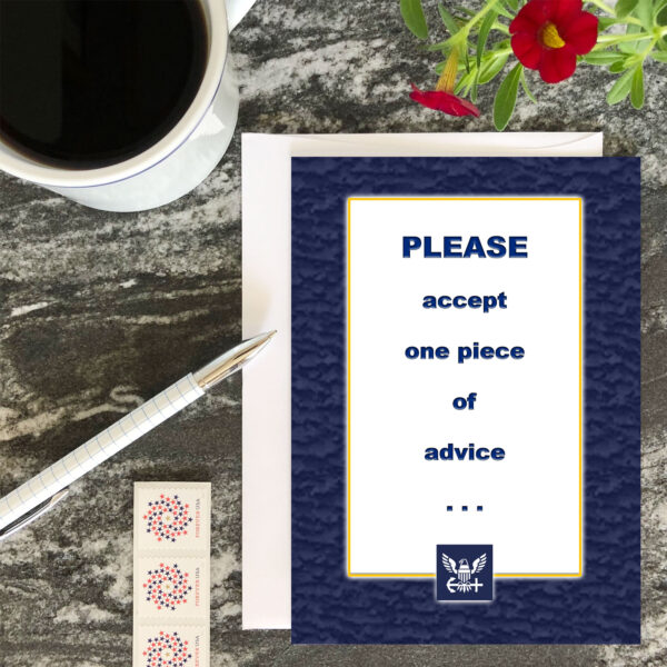 Advice - Military Appreciation Greeting Card for US Navy Sailors, Pilots, Submariners - includes envelope - by 2MyHero