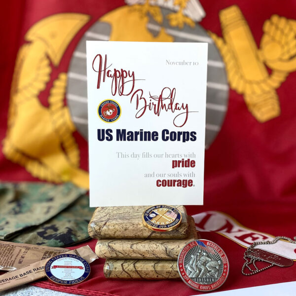 US Marine Corps Happy Birthday greeting card with envelope - Pride and Courage - by 2MyHero