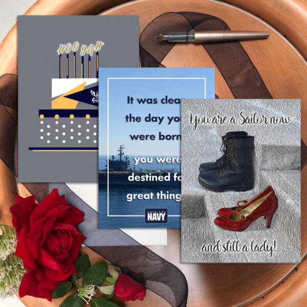 She Three - Mixed pack of 3 US Navy female Sailors military appreciation greeting cards - including envelopes - by 2MyHero