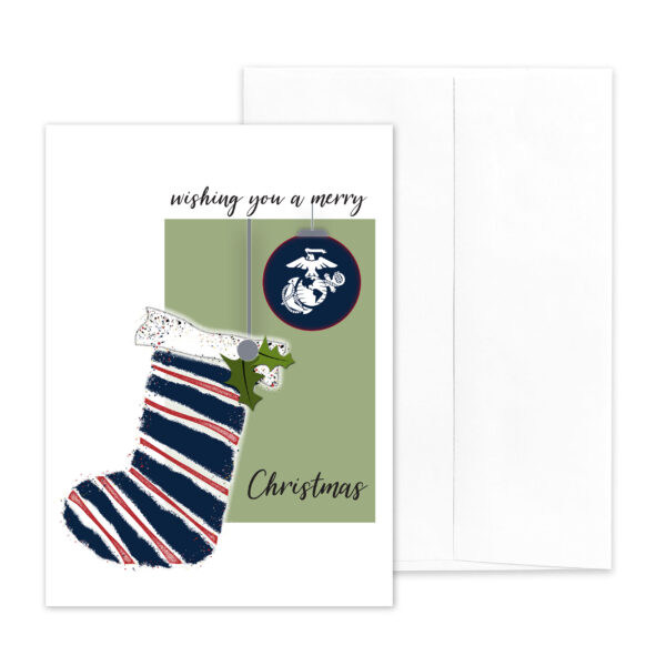 USMC Holiday Marine greeting card with envelope - Merry Christmas Marine- by 2MyHero
