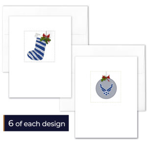 US Air Force Christmas Holiday Box of 12 USAF greeting cards with envelopes - Merry Christmas Airman- by 2MyHero