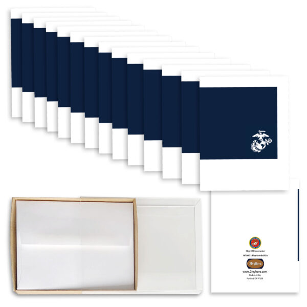 2MyHero USMC box of notecards 15 blank note cards and 15 envelopes - No text on front