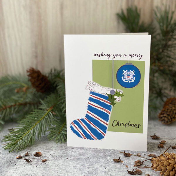 USCG Christmas Holiday Coastie greeting card with envelope - Merry Christmas Coastie - by 2MyHero