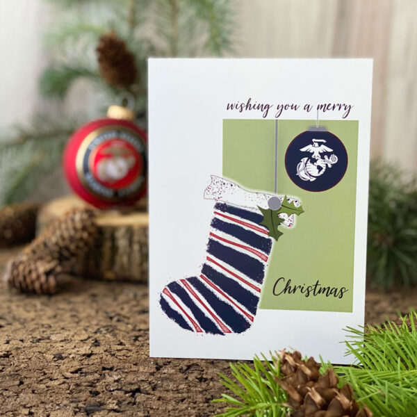 USMC Christmas Holiday Marine greeting card with envelope - Merry Christmas Marine - by 2MyHero