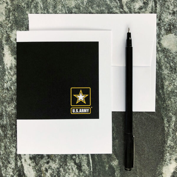 2MyHero US Army Logo box of 15 notecards (blank inside) and 15 envelopes - Black