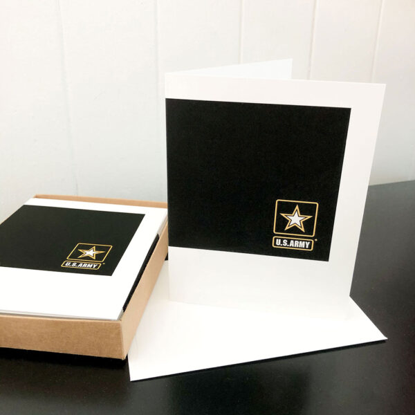 2MyHero US Army Logo box of 15 notecards (blank inside) and 15 envelopes - Black