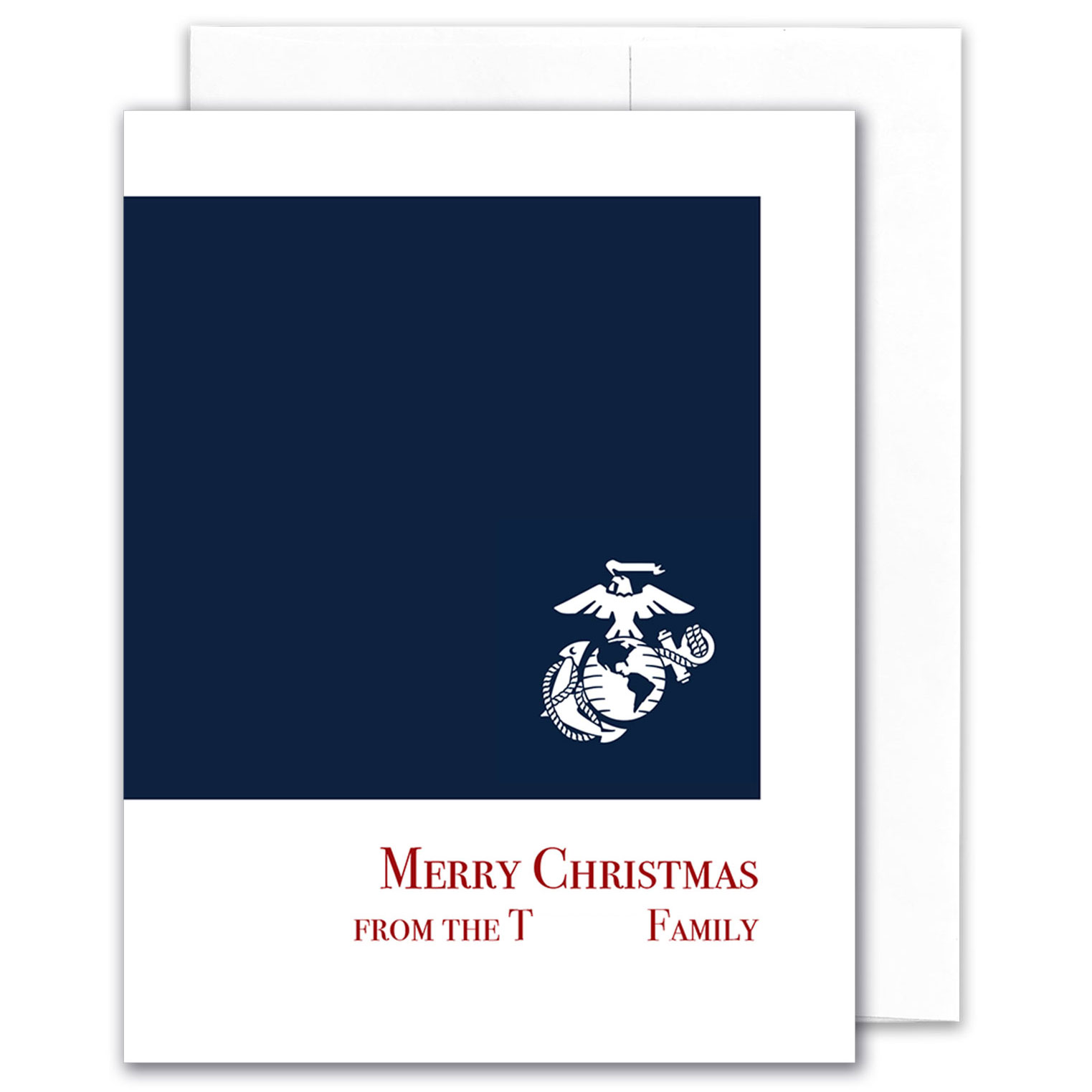 2MyHero personalized custom note card for a USMC family Christmas card.