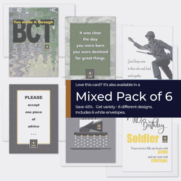 Save on BCT Confidence Mixed Pack of 6 enlisted Army boot camp military greeting cards
