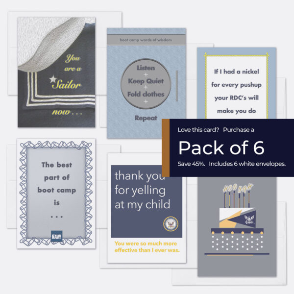 Sailor Mixed Pack of 6 military greeting cards for enlisted US Navy Sailors