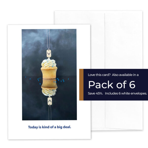 Save 45% when you purchase a pack of 6 of Today is Kind of a Big Deal USAF congratulations greeting card